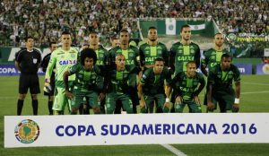 epa05651621 A picture dated 23 November 2016 and made available on 29 November 2016 shows players of the Brazilian Chapecoense soccer team before their semifinal match of the South American Cup, at the Conda Arena of Chapeco, Brazil. A plane reportedly carrying 81 people, including the players of the Brazilian soccer club Chapecoense, has crashed on 29 November 2016. The plane was said to have crashed in a mountainous area outside Medellin as it was approaching the Jose Maria Cordoba airport, media said. The cause of the incident is yet uknown. The Chapecoense were scheduled to play in the Copa Sudamericana final against the Medellin's Atletico Nacional on 30 November. EPA/MARCIO CUNHA